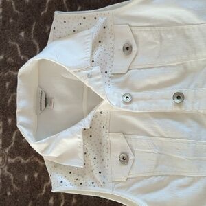 Christopher Banks, Size Small,White Sleeveless Denim Jacket